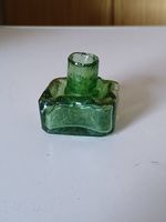Old Green Glass Shear Lip Glass Ink Bottle