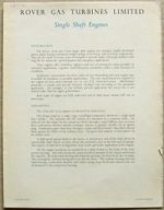 ROVER GAS TURBINES 1S/60 & 1S/90 Single Shaft Engines Leaflet 1966 #SP104