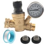Water Pressure Regulator For RV Lead-free Brass Adjustable Reducer Gauge 3/4"