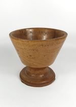 Vintage antique treen turned wood wooden yew pot bowl cup chalice goblet trinket