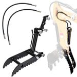 L-Shaped 3-Holes Hydraulic Thumb Clip Mini Excavator Digger Attachment +2x Hoses
