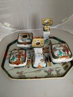 Vintage Japanese Ao-Kutani Porcelain Vanity Set Hand-Painted Handmade