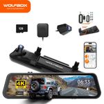 WOLFBOX G900PRO 4K Mirror Dash Cam Front and Rear with OEM Bracket&Hardwire Kit