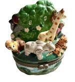 Vintage Zoo Animals  Trinket Hinged Box Surprise Animals Safari Collectible Gift