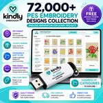 72,000+ Embroidery Designs USB Collection | PES Format | Kindly Design Viewer