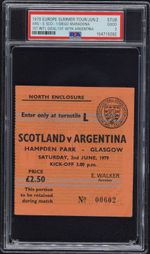 Ticket 1979 Maradona Argentina Goal #1 PSA 2 (Good) First International Goal 
