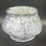 Hand Made Pottery Plant Pot/Vase-Sponged Blue/Green/White Glaze-16.5 cm High