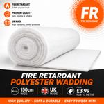 FR Fire Retardant Polyester Wadding Batting 150cm 60" UK Made – 2oz to 19oz