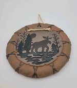 VINTAGE Forest Moose Ceramic Dream Catcher Decorative Decoration 7"