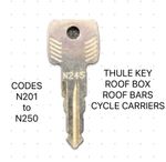THULE KEY - Codes N201 TO N250 (NEW SERIES) Bike Rack, Roof Box, Roof Bar