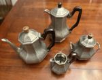 Gorham Pewter Octette Tea Coffee Set 4pc Mid Century Art Deco Style Vintage