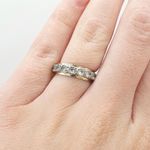 Old Vintage 9ct Gold & Solid Silver White Spinel Eternity Ring Infinity Round