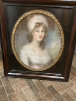 LARGE Early 19th Century Pastel Portrait Painting of a Lady