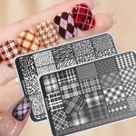 Nail Stamping Plates Plaid Stripe Butterfly Flower Nail Art Printing Tool
