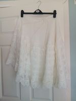 Unisex Baby Vintage Hand Knitted White Lacey Detail Stunning Shawl Wrap 70s