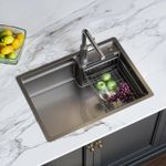 62x44cm Single Bowl Inset Chrome Stainless Steel Kitchen Sink + FREE Wastes