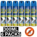 6x Fly And Wasp Killer Spray Kills Insects Midges Mosquito Advance Formula 300ml