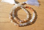 Peach White Grey Mix Moonstone Smooth 5mm Round Gemstone Beads, Strand Apprx 13"