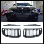 BMW E90 E91 2005-2008 PERFORMANCE DUAL LINE KIDNEY GRILLES GRILLS GLOSS BLACK
