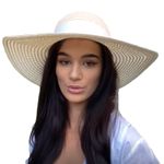 WIDE BRIMMED STRAW HAT SUMMER SUN BEACH WEDDING UK LADIES WOMENS 