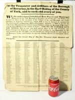 1836 Original Treasurer & Auditors of Beverly Inhabitants Rate Payers POSTER #BH