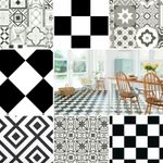 Black & White Candy Vinyl Flooring Pattern Lino 2.8mm Foam Back Kitchen Bathroom