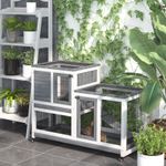 Wooden Rabbit Hutch Bunny Guinea Pigs House Cage Wheels Indoor 110 x 50 x 86cm