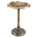 Garden Bird Bath Resin Leaf Birdbath With Rustic Metal Effect H60cm Christow