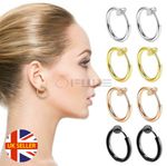 Hypoallergenic Fake Clip on Labret Round Small Big Hoop Earrings Stainless Steel