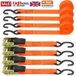 4X Heavy Duty Ratchet Tie Down Straps w/ S-Hook 4.5M 25mm Lashing Cargo Luggage