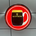 Brand New Round Red Retro Guinness Beer Badge! Frog Eye Lens. 1960's Guinness