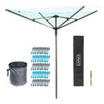 LIVIVO 45m Rotary Washing Line with Pegs Cover and Ground Spike