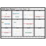2026 Year Planner Wall Chart+Calendar+Holidays ✔12 Month Grid Landscape Calender