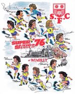 Southampton FC 1976 FA Cup Final Super Saints 76 cartoon Bobby Stokes + Team