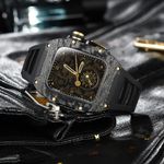 Carbon Fiber Case Rubber Strap Band for Apple Watch 9 8 7 41/45mm 6 5 4 40/44mm