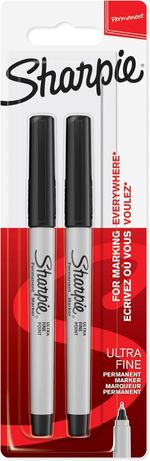 2-Pack Ultra Fine Black Permanent Markers - Indelible Ink for Precision Work