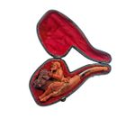 Antique Victorian Meerschaum Cheroot Pipe in Case Bacchus and Cornucopia c1880