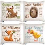 Personalised Christening Pillow New Baby Nursery Decor Cushion Cushion Woodland
