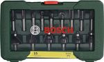 Bosch 15-Piece Tungsten Carbide Router Bit Set for Wood, Shank Ø 8 mm