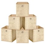 6x HEFTMAN Collapsible Cube Storage Boxes Fabric Beige Foldable Canvas Organiser