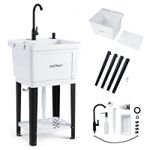 55L Utility Sink with Rotating Faucet and Storage Shelf