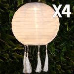 Noma Solar Small Round White Mandarin Hanging Lantern Light Garden 20cm (4 pack)