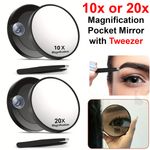 10x/20x Magnifying Make Up Eyebrow Mirror Suction Cups with Tweezer Magnifier UK