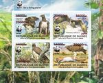 MARTIAL EAGLE Birds of Prey RED FOIL OVERPRINT 4v-Stamp Sheet WWF #1 2019 Guinea