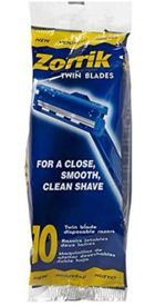 40 PCs (4 Packs) Super-max Zorrik Men  2 Blade (pack of 10)