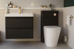Bolton 600mm Wall Hung Vanity & WC Unit Set Fluted Matt Black Bathroom Furniture