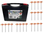 Heavy Duty Screw-In Tent Pegs – Drill Top Ground Anchors (20 Pack) with Storage
