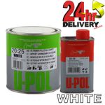 U-Pol 1.25 Litre 2K High Build Primer WHITE S2025 S2030 Fast Hardener Kit Upol