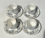 Vintage Royal Albert Silver Maple 4 x Coffee Espresso Cups & Saucers VGC #13-14