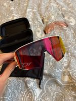 EKOI Magnetic Cycling Sunglasses Shield White Frame Red Mirrored Lens UV400 Case